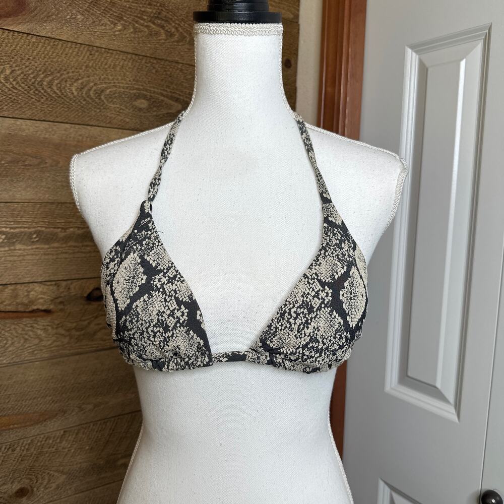 Andie Swim String Bikini Top in textured Snakeskin Size Medium NWT